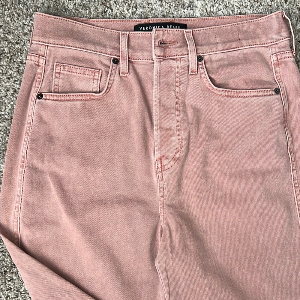 Veronica Beard Pink Straight Leg Jeans high rise. - Picture 4 of 6